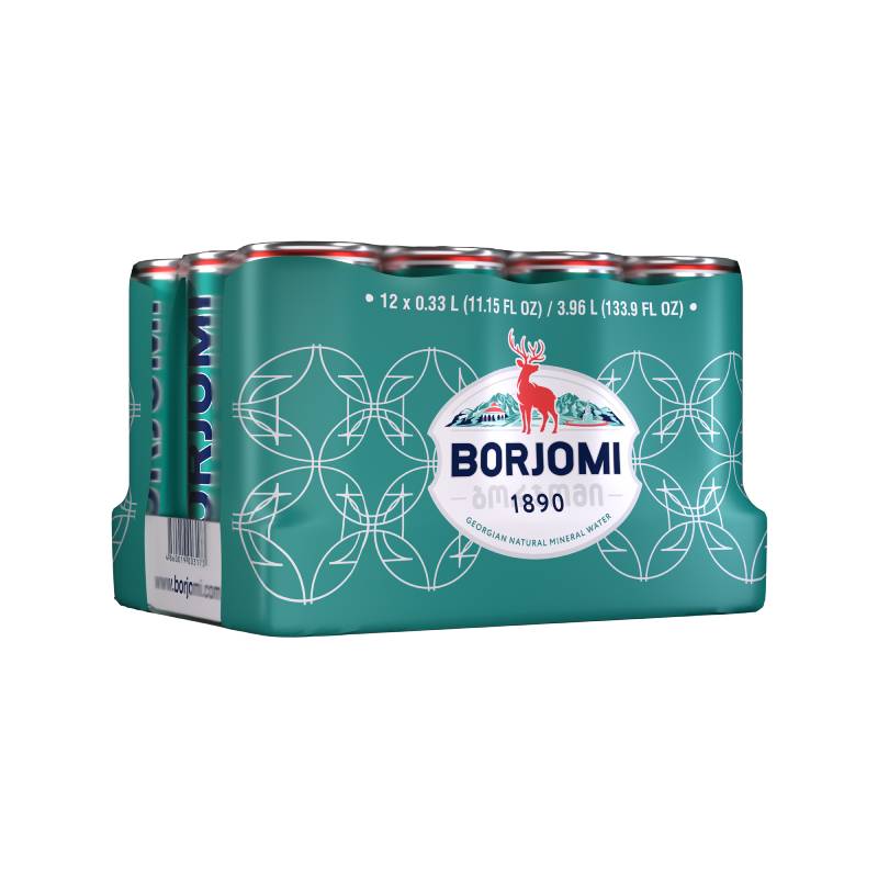 Borjomi Sparkling Natural Mineral Water Can 330ml x 12