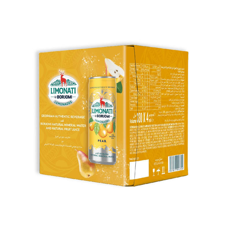 Borjomi Limonati Lemonade Pear Soft Drink 330 *4 ml
