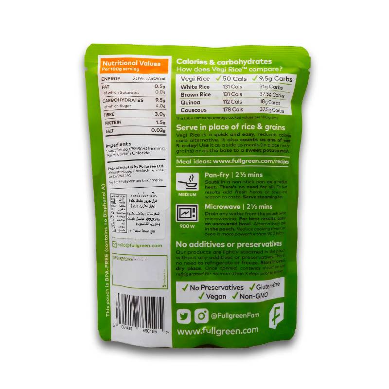 Full Green Vegi Rice Riced Sweet Potato 200g