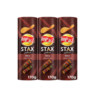 Lays Stax Potato Crisps BBQ 3x170g