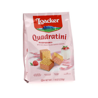 Loacker Quadratini Premium Raspberry-Yogmurt Wafer Cookies 220gm