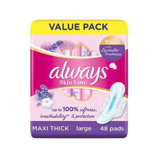 Always Skin Love Pads Lavender Freshness Thick & Large 48 Count