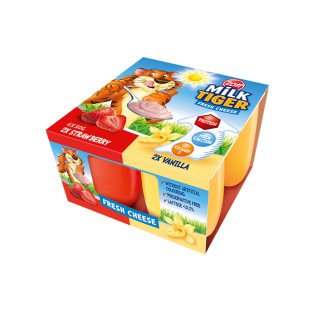 Zott Milk Tiger Fresh Cheese Strawberry and Banana pack of 4 x 50g